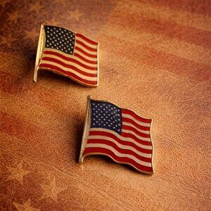 Old Glory American USA Flag Vintage Lapel Pins (2) - Patriotic Red Whit Blue Pin
